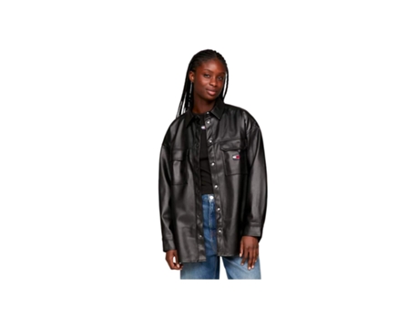 Camisa de Mujer TOMMY JEANS Tjw Flag Piel Sintética Negro (S)