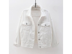 Chaqueta vaquera de manga larga para mujer de la marca Rebe, abrigo de otoño/invierno, tallas S-XXXL, color blanco.