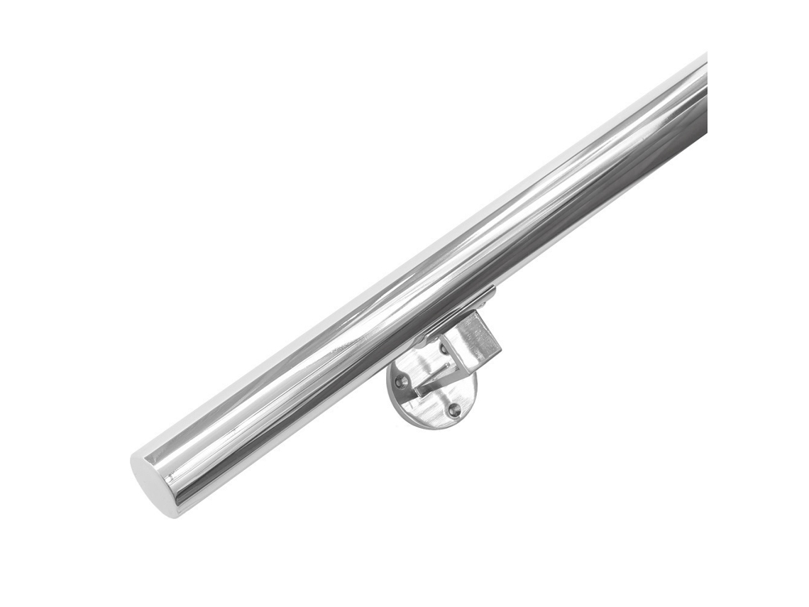 Pasamanos de acero inoxidable pulido 150 cm 2 soportes IVOL