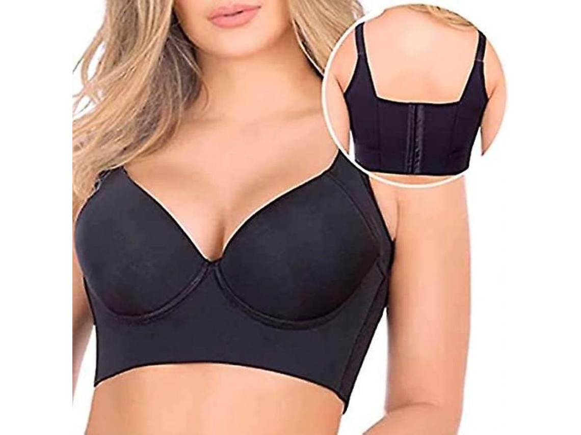 Sujetador De Copa Profunda Con Cobertura Total De Espalda Para Mujer, Moldea Y Oculta Grasa, Ajustable Y Cómodo 48b Negro