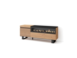 Mueble TV Televisión, 150x57x35cm, Para TV hasta 65, Chimenea eléctrica, Diseño industrial, Roble SKRAUT HOME