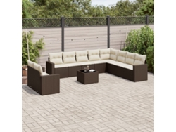 Conjunto de sofá de jardín de 11 piezas con cojines de mimbre marrón de DKD Home Decor