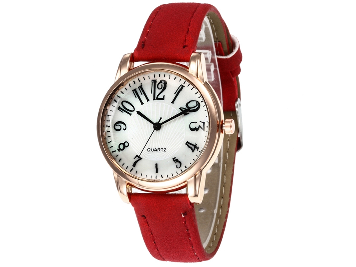Reloj De Pulsera De Cuarzo Para Mujer Con Correa De Piel Sintética, Estilo Redondo Y Moderno.