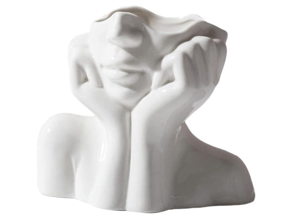 Jarrón De Cerámica Con Rostro Artístico Linjou, Jarrón Para Flores Para Decoración Del Hogar Y Regalo.