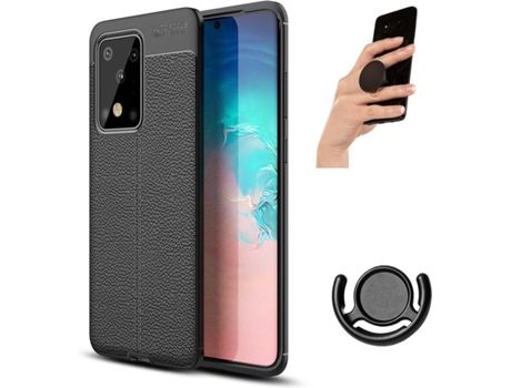 Carcasa, Popsocket y Soporte Samsung S20 Ultra Rugged Leather Negro