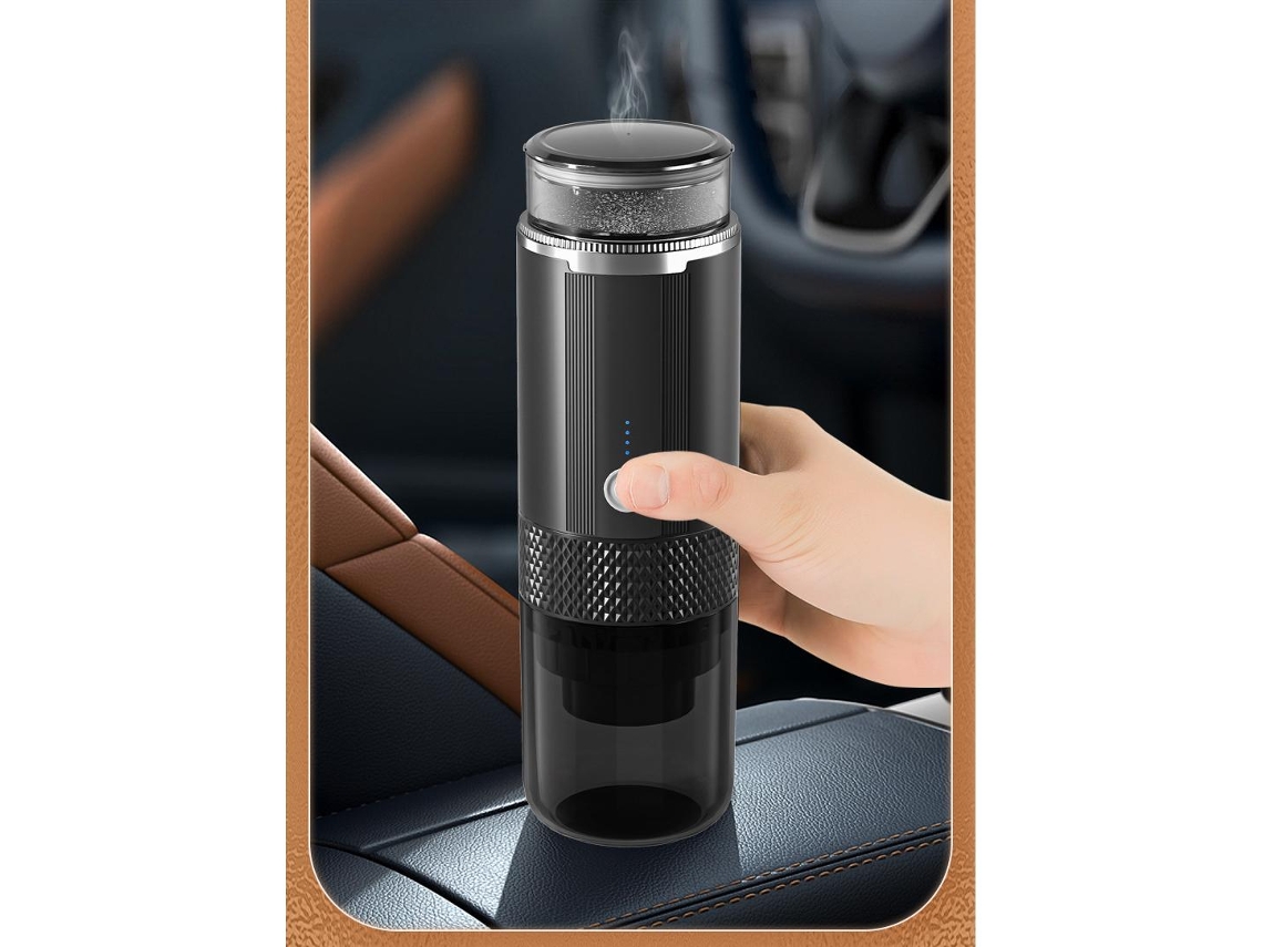 Cafetera portátil con carga inalámbrica, ideal para viajes y uso en la oficina: prepara de 5 a 10 tazas.