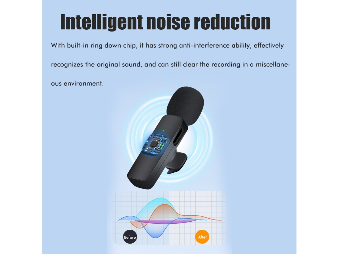 Micrófono Inalámbrico Lavalier Bluetooth Plug Play Con Cancelación De Ruido
