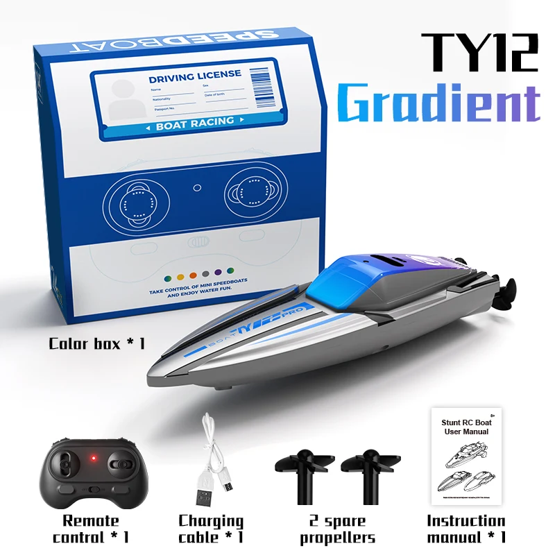 Minibarco teledirigido para niños, con dos motores, radio y resistente al agua. MDUG (plateado)