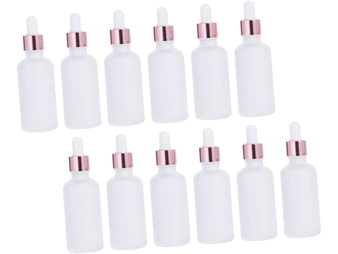 12 Frascos De Vidrio Vacíos Con Gotero Para Aceites Esenciales Y Perfumes Con Dispensador.