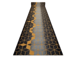 Alfombra de Pasillo con Refuerzo de Goma 67 cm Heksagon Hexágono Negro/Oro