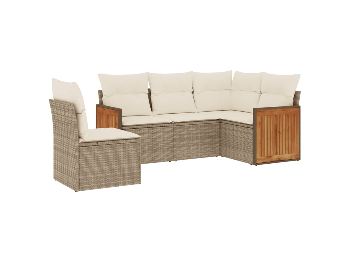 Maison Exclusive - Juego De Sofás Jardín Con Cojines 5 Pzas Ratán Sintético Beige