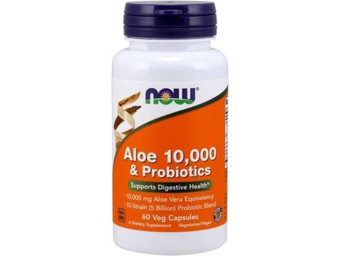 Complemento Alimentar NOW Aloe . Probióticos (60 cápsulas vegetais)