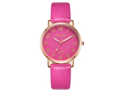 Reloj De Cuarzo Informal Para Mujer Con Correa De Pu, Rosa Y Rojo, Elegante, Sencillo Y A La Moda.