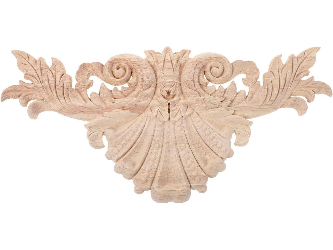 Apliques De Pared De Madera Tallada Sin Pintar Con Motivos Florales Para La Decoración De Muebles.