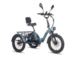 Triciclo eléctrico FAFREES F20 mate, 48 V, batería de 23,45 Ah y 500 W, neumáticos de 20 pulgadas, con espejo retrovisor y cesta trasera.
