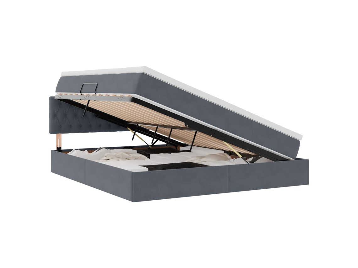 Maison Exclusive - Cama Con Almacenamiento Y Led Con Led Gris Oscuro 160 X 200 Cm