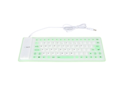 Teclado De Silicone Selado Usb Com Fio Leve Portátil Silencioso Macio Confortável 85 Teclas Verde Para Pc