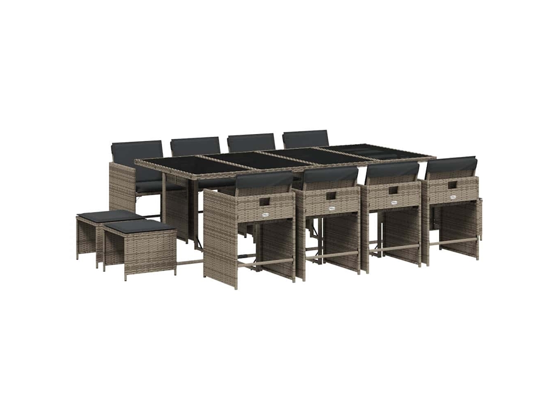 Maison Exclusive - Set Comedor De Jardín Con Cojines 13 Pzas Ratán Sintético Gris
