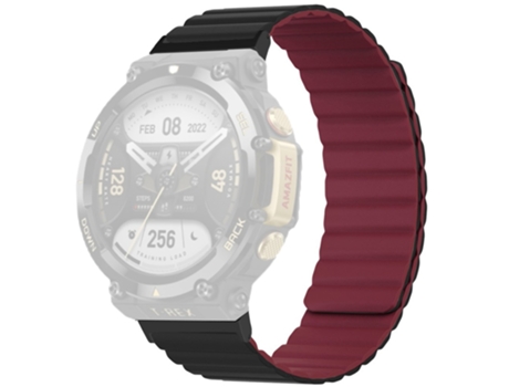 Correa de Silicona ajustable bicolor magnética para Huami Amazfit T-Rex 2 - vino negro/rojo