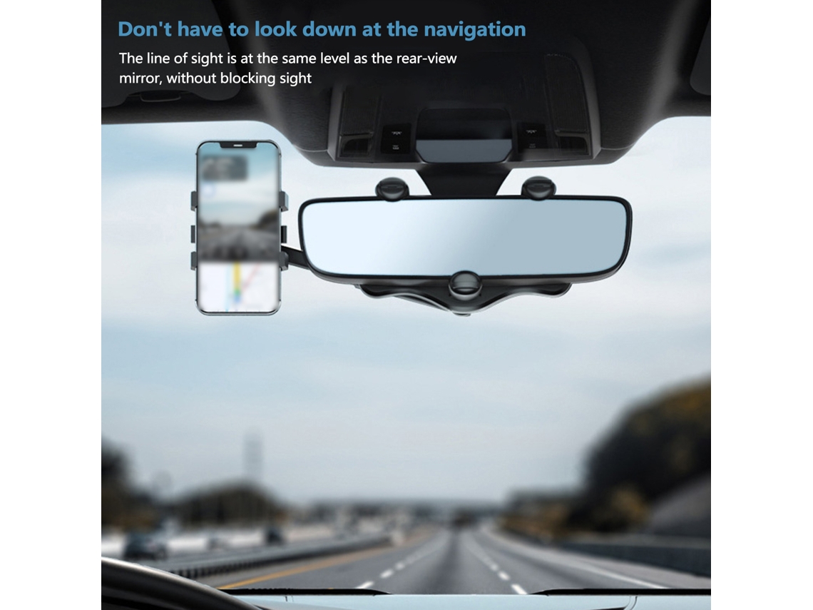 Suporte Para Telefone No Espelho Retrovisor Do Carro Rotativo E Retrátil Ajustável 360° Para Todos Os Carros