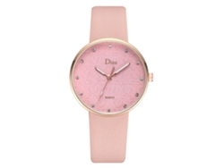 Reloj De Pulsera De Cuarzo Para Mujer, Estilo Retro Informal, Con Correa De Piel Sintética Rosa.