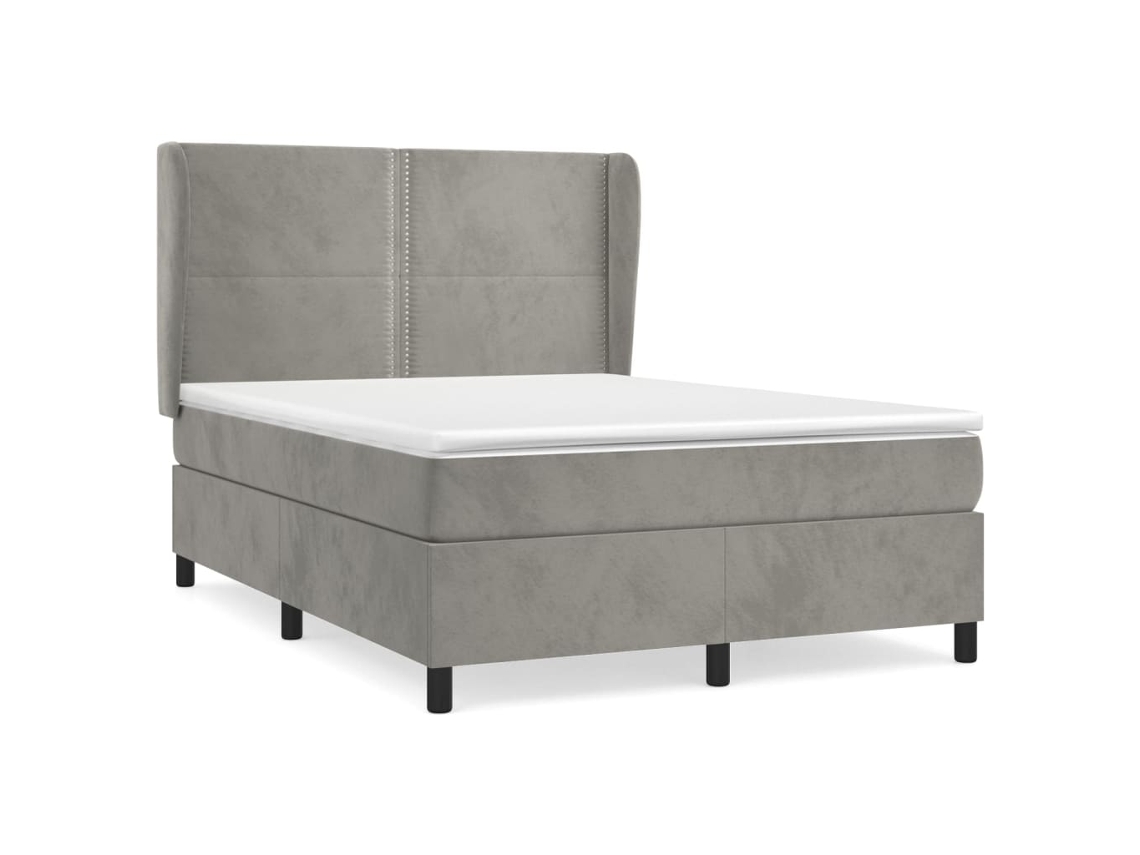 Maison Exclusive - Cama Box Spring Con Colchón Terciopelo Gris Claro 140x190 Cm