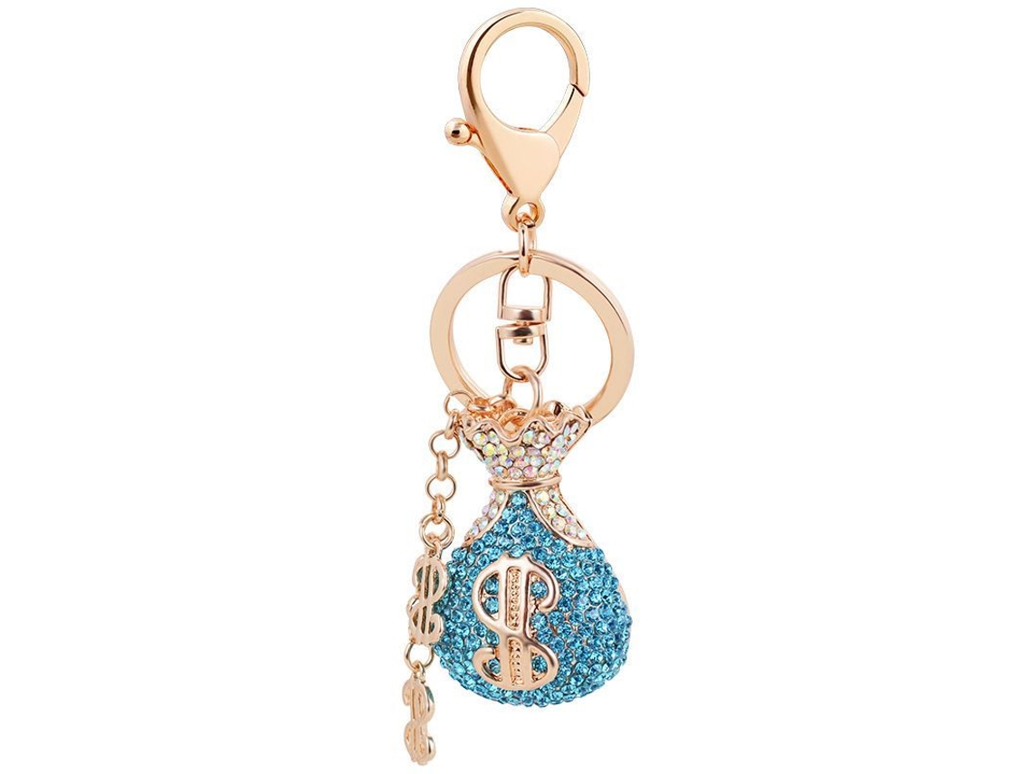 2026rebe-llavero Colgante De Bolsa Con Signo De Dólar De Cristal Brillantina Linjou (azul)