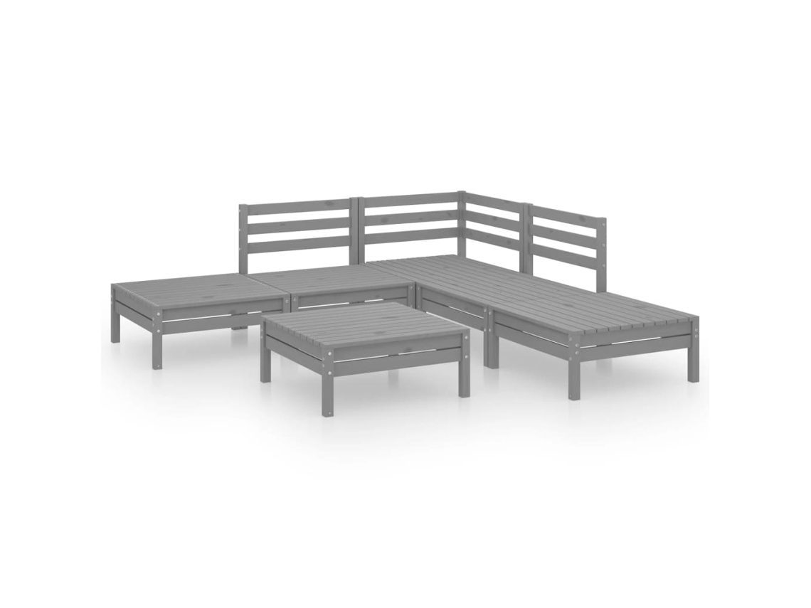 Maison Exclusive - Juego De Muebles De Jardín 6 Piezas Madera Maciza De Pino Gris