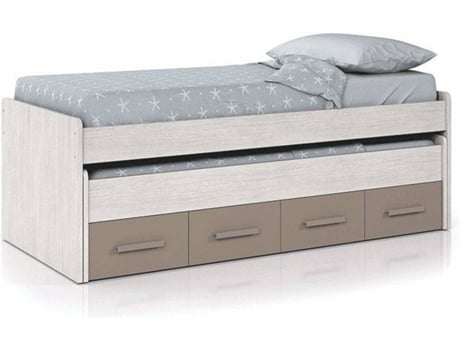 Cama de matrimonio HABITDESIGN 1S7432Y (Blanco Alpes - Basalto - Melamina - 69 x 198 x 96 cm)