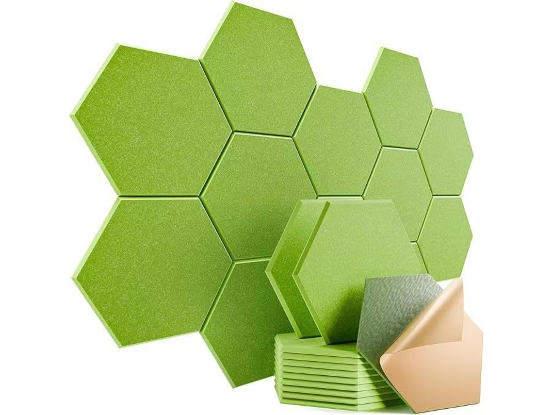 Paneles Acústicos De Pared De Alta Densidad, Autoadhesivos, Para Absorber El Ruido Y Eliminar Los Ecos (12 Unidades, Verde/30x26cm) Gertiz