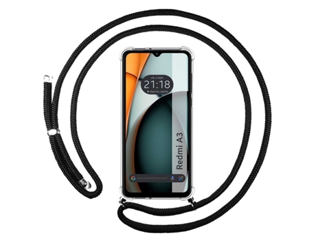 Funda con Cordón para Xiaomi Redmi A3 TUMUNDOSMARTPHONE Silicona Negro