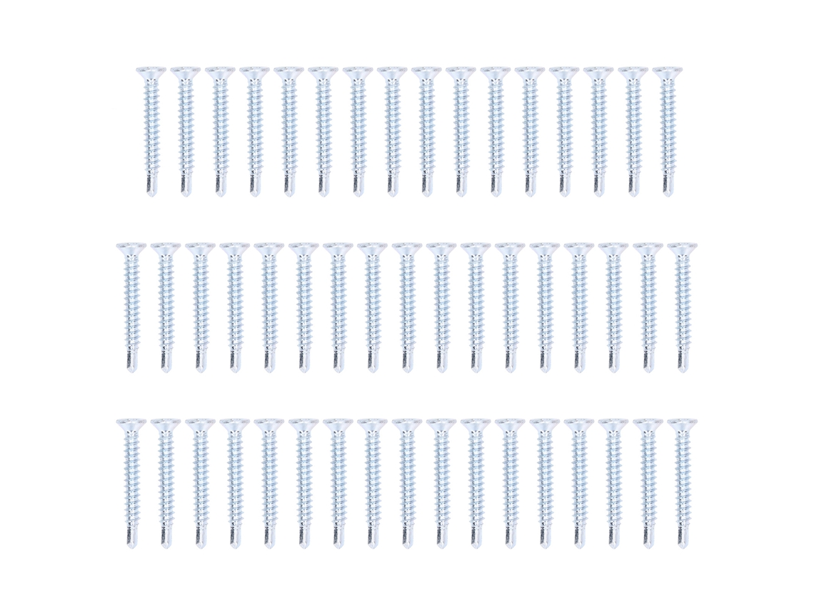 50 Tornillos Autorroscantes De Acero Al Carbono Galvanizado De 4,2 X 32 Mm Con Cabeza Plana En Cruz