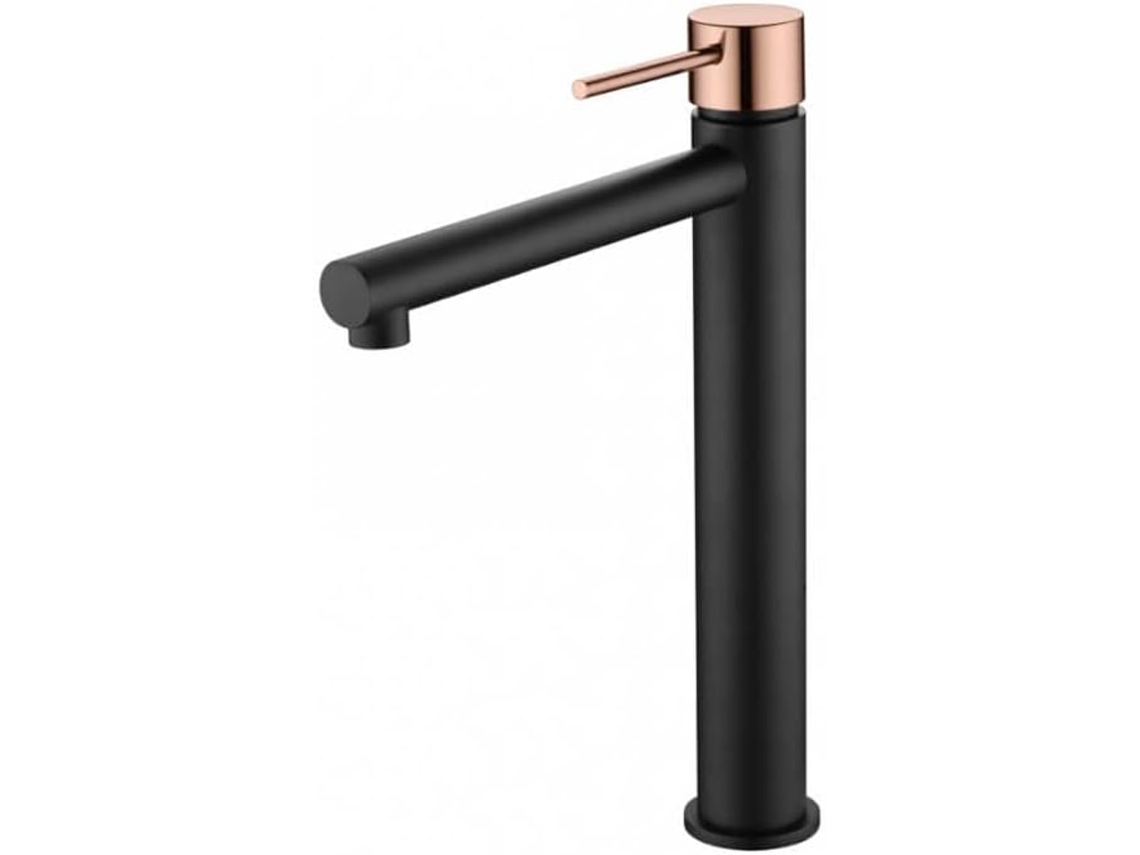 Grifo de lavabo Mice con caño alto de laton Color Negro Mate y Oro Rosa MICE COLLECTION