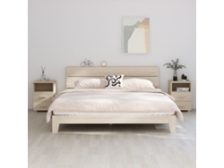 Mesas Cabeceira LOVELY HOME Mesinha Hamar 2Pcs 40X35X62Cm Pinho Maciço Castanho-Mel