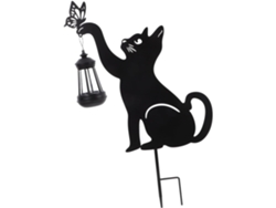 Lámpara Solar Impermeable Para Jardín O Patio Con Forma De Gato Negro Y Led Para Decoración Exterior.