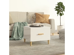 Mesa De Centro Madera Contrachapada Brillo Blanco 50x50x40 Cm
