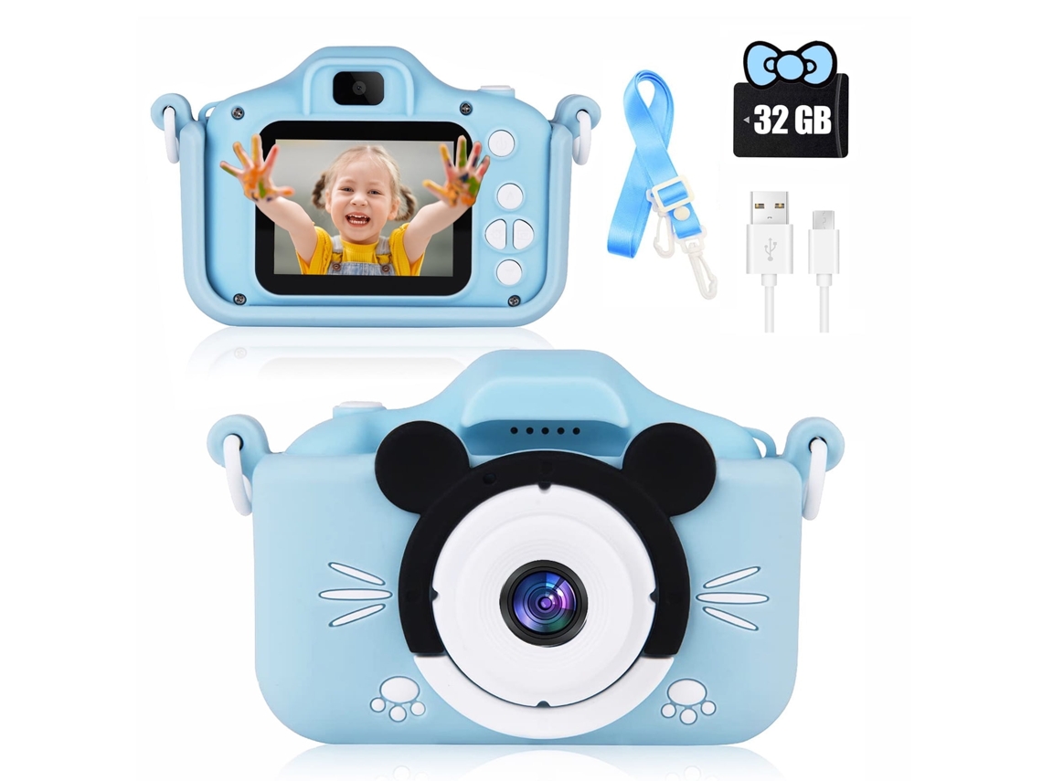 Cámara Digital Infantil Con Bonita Funda De Silicona Adecuada Para Niños De 3 A 10 Años Siurn Azul