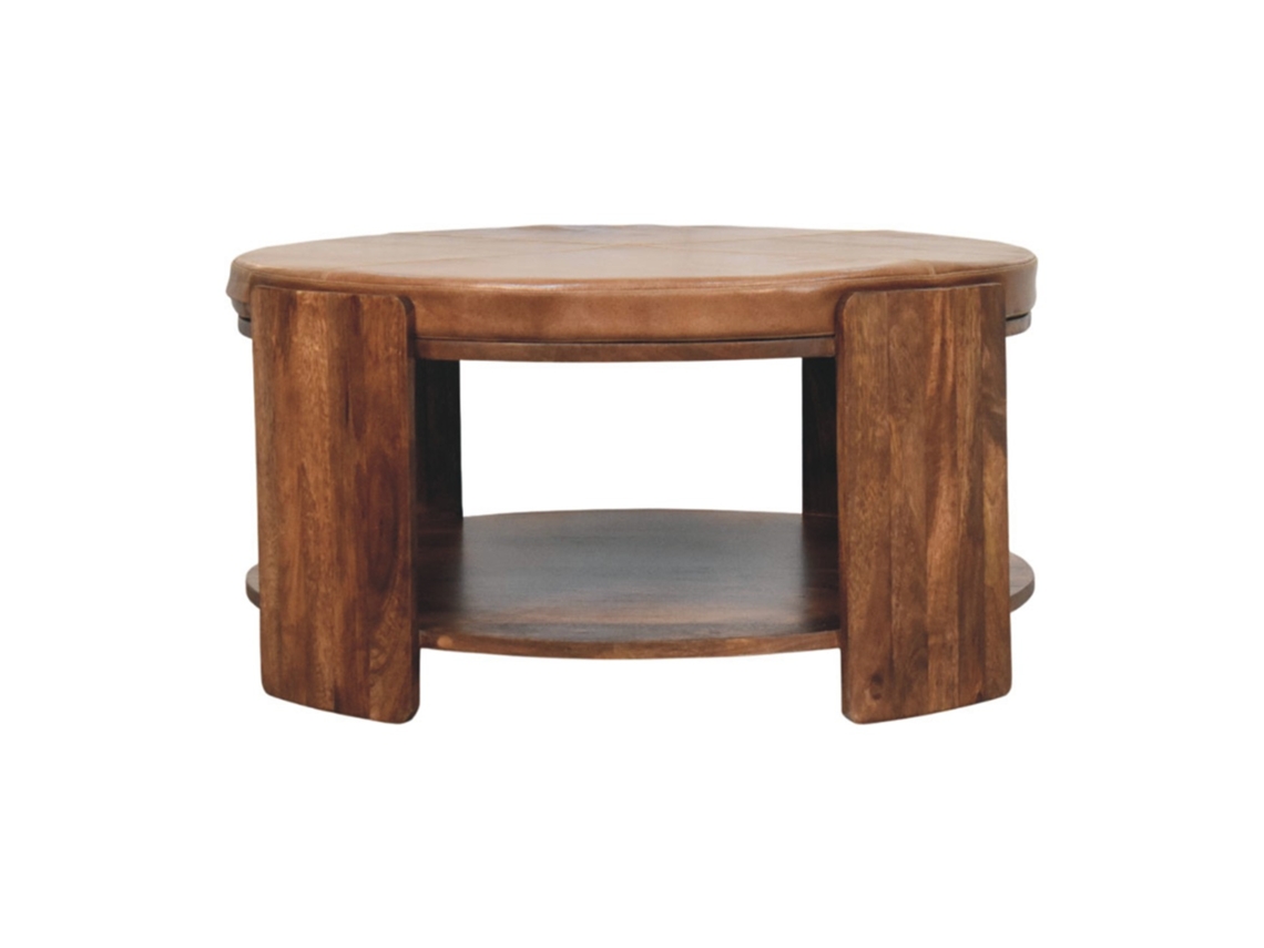 Mesa de centro Savoy de madera maciza con tapizado de cuero de ARTISAN FURNITURE EST 1995 TM