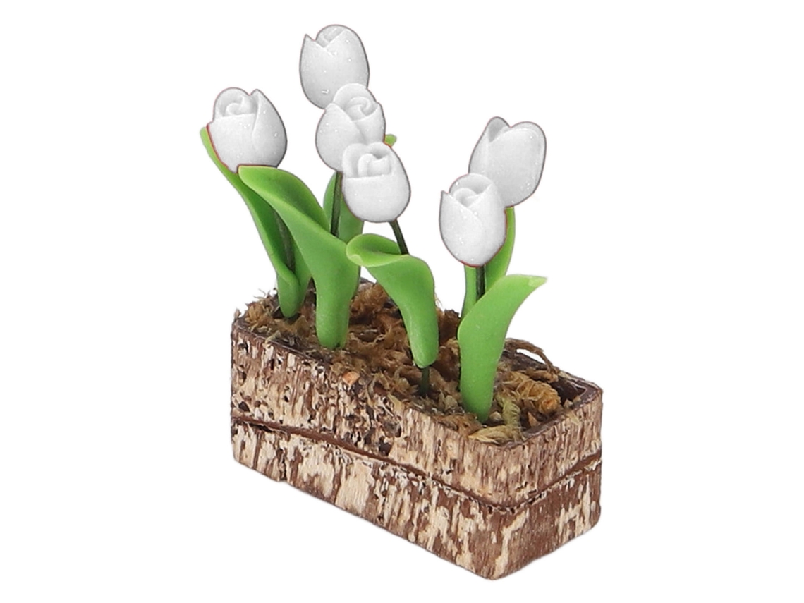 Tulipa Artificial Ornamental Miniatura 1:12 Para Casa De Bonecas Jardim Decor Branco