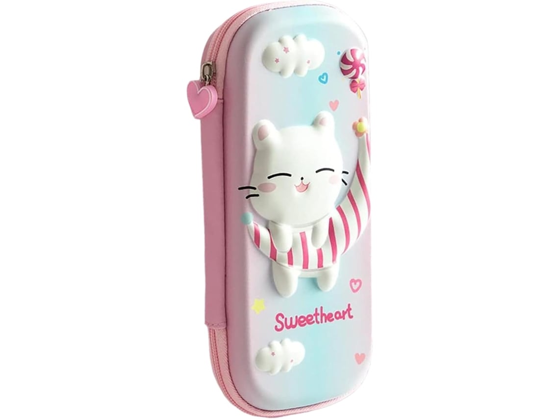 Estuche para lápices con estampado de dibujos animados en 3D, 3 capas, impermeable, material escolar adorable.