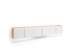 Mueble Tv, Televisión, 309x35x50cm, Para Tv Hasta 80", Colgado, Suspendido, Led, Blanco Y Roble Soft