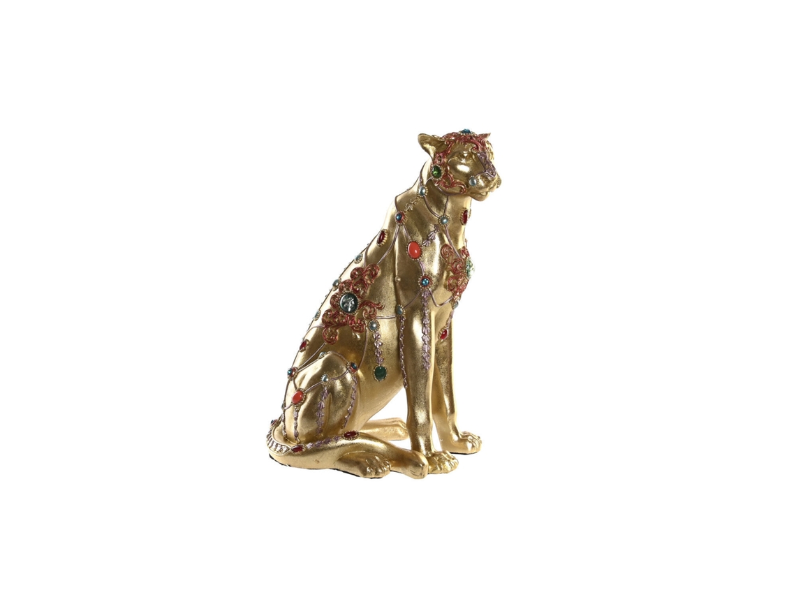 Figura Resina Leopardo Dorado 25,5x17x33cm