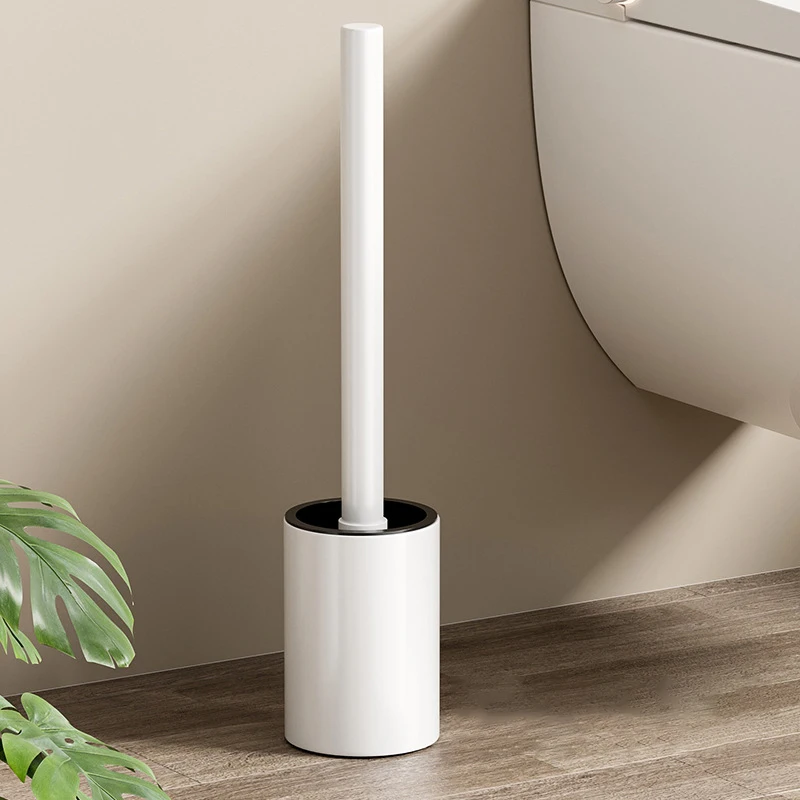 Soporte de aluminio para escobilla de inodoro, para baño, sin necesidad de taladrar. Mdug (blanco)