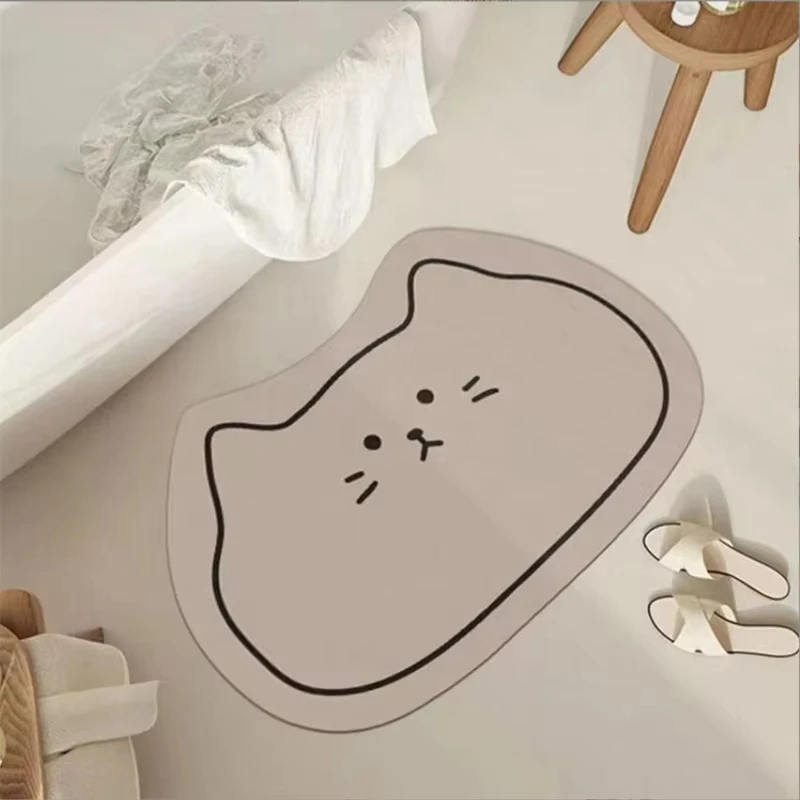 (gris 50x80cm) Alfombra De Baño Absorbente De Tierra De Diatomeas Suave, Decoración Del Hogar