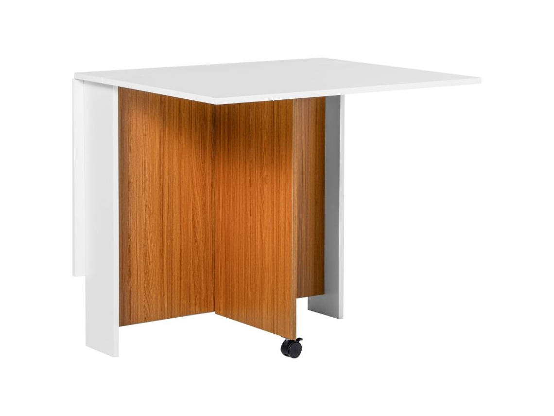 Mesa de comedor extensible HENGJIAN, muebles de diseño moderno, 120 x 80 x 73 cm, teca y blanco
