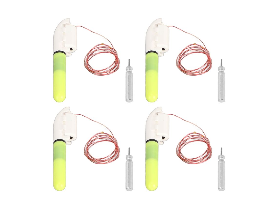 4 Pçs Bastão De Luz Led Para Pescaria Com Alarme De Mordida Verde À Prova D'água Para Pesca Noturna Na Ponta Da Vara