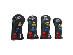 Omni-4 Piezas Fundas Para Cabezas De Palos De Golf Calavera Colorida Skeleton Para Woods Irons Negro