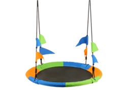 Columpio de jardín exterior Leogreen Ø120cm, con correas para colgar, para niños, amigos, adultos, jardín exterior, carga 300 kg, multicolor