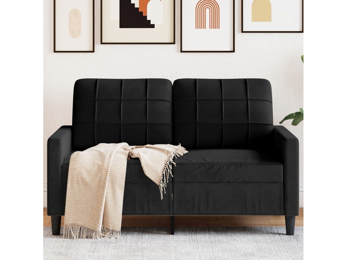 Sofá De 2 Plazas Terciopelo Negro 120 Cm