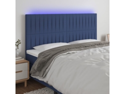 Cabecero Con Luces Led Tela Azul 180x5x118/128 Cm